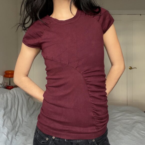 Vintage Suzy Shier Knit Ruch Panel Top - Picture 1 of 8